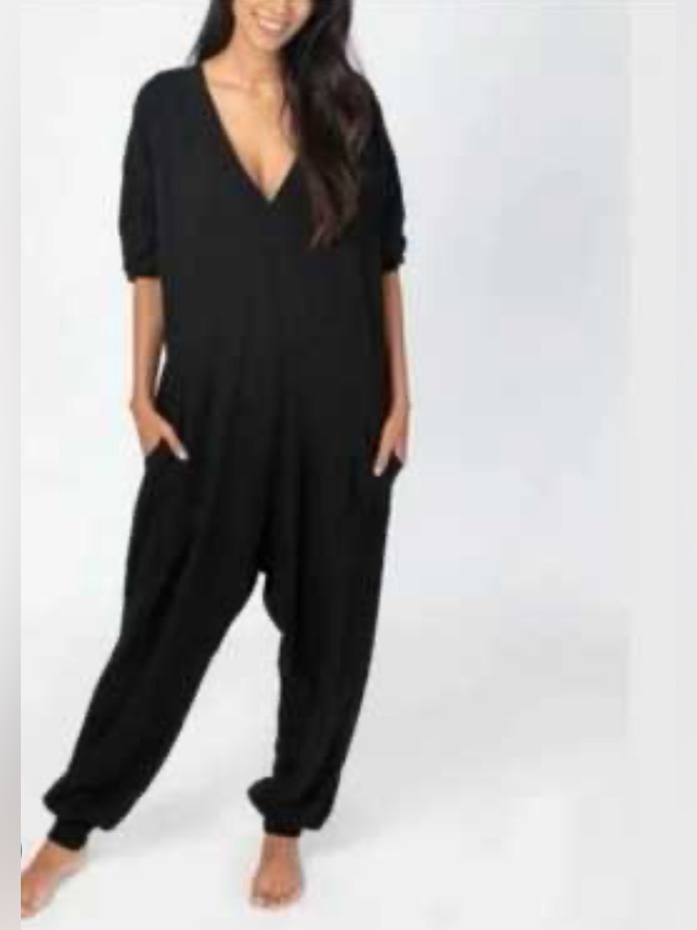 Natural Life Oversized Cotton Johnnie Jumpsuit Slouchy Drop-Crotch Harem Sz M